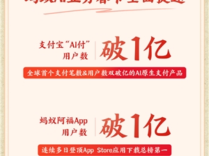有钱花、有命花火了！蚂蚁AI业务春节全面爆发：支付宝AI付、蚂蚁阿福APP用户数双破亿